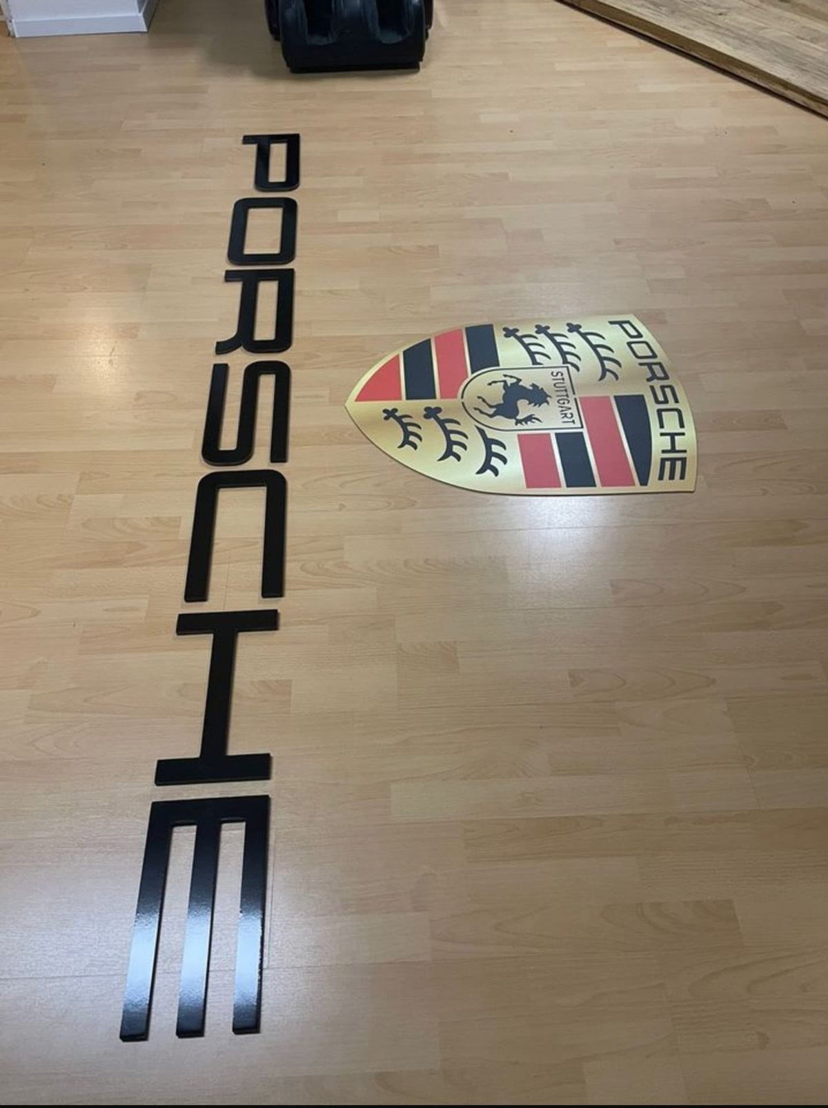 Porsche Metal Letter & Crest Wall Sign Set – High-End Garage Wall Art Decor