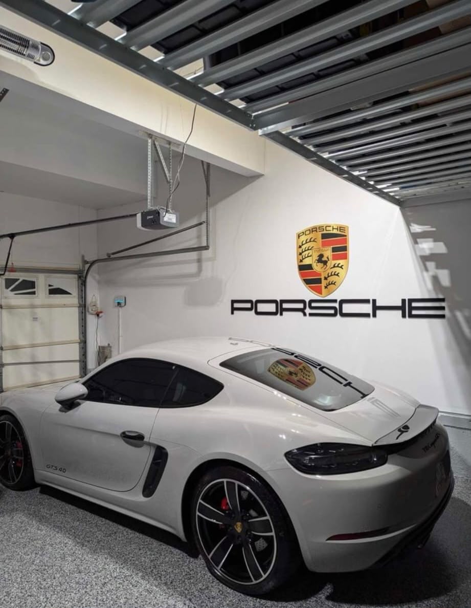 Porsche Metal Letter & Crest Wall Sign Set – High-End Garage Wall Art Decor