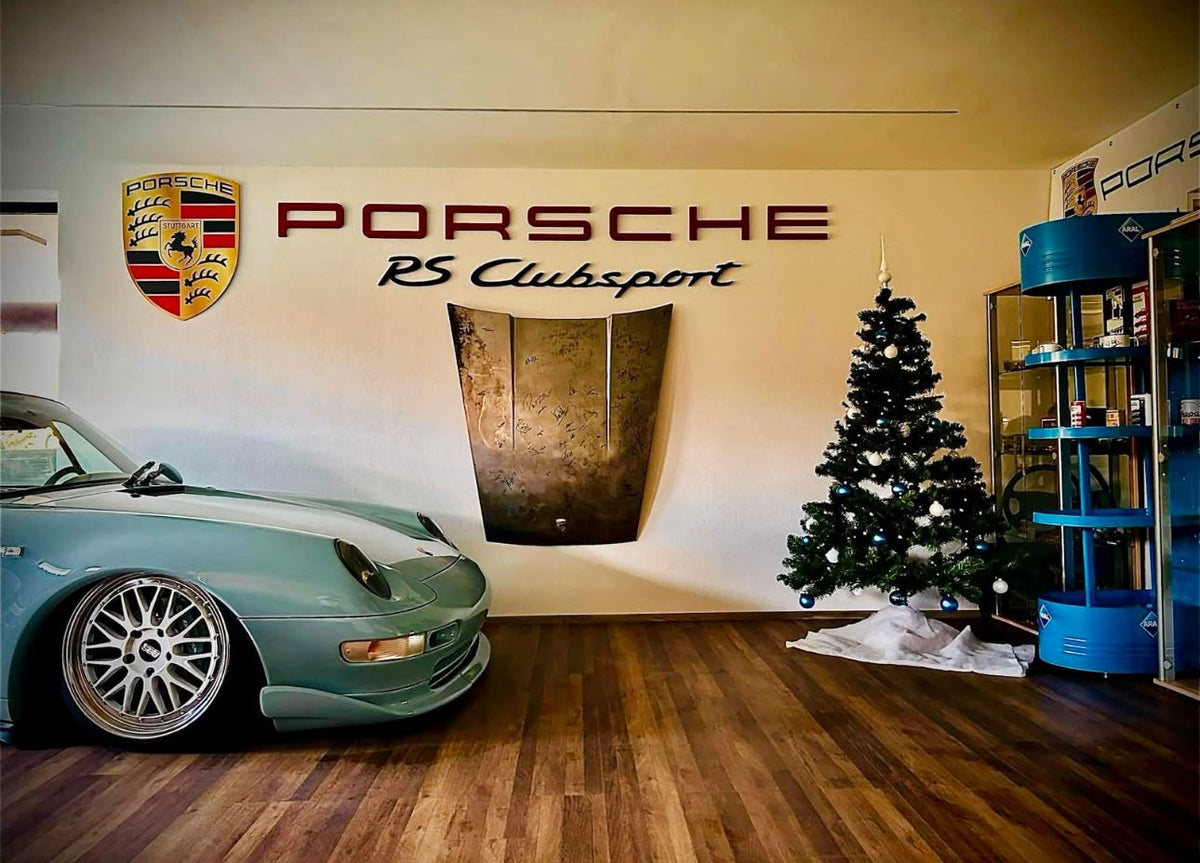 Porsche Metal Letter & Crest Wall Sign Set – High-End Garage Wall Art Decor
