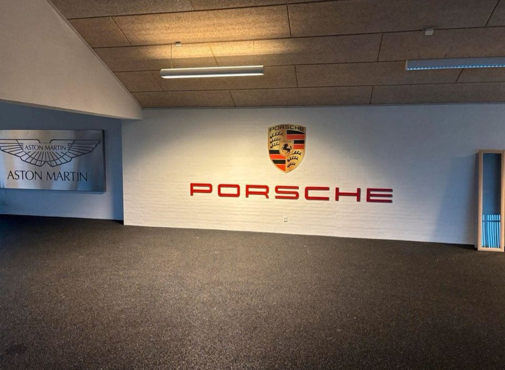 Porsche Metal Letter & Crest Wall Sign Set – High-End Garage Wall Art Decor